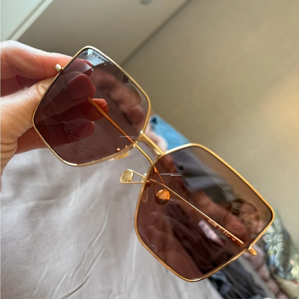 Gold and Brown Square Sunglasses